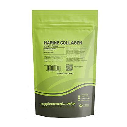 Marine Collagen 180 Capsules 400mg UK Made. Pharmaceutical Grade Type 1 Hydrolysed Supplement. Skin Nails Hair and Joints SupplementedBuy Supplements Australia