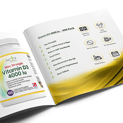 Vitamin D3 4000 iu - Vitamin D Tablets - 1 Year Supply Tablets - Vegetarian - Vitamin D Incite NutritionBuy Supplements Australia