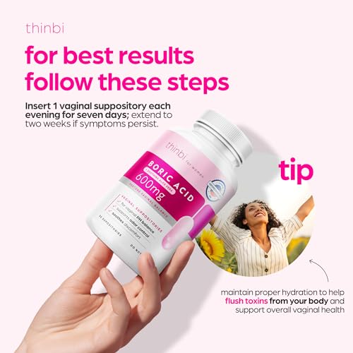 Thinbi Boric Acid Suppositories for Women w/Aloe Vera - BV Treatment & PH Balance ArtnaturalsBuy Supplements Australia