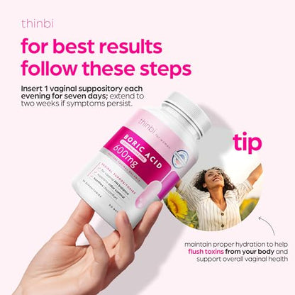 Thinbi Boric Acid Suppositories for Women w/Aloe Vera - BV Treatment & PH Balance ArtnaturalsBuy Supplements Australia