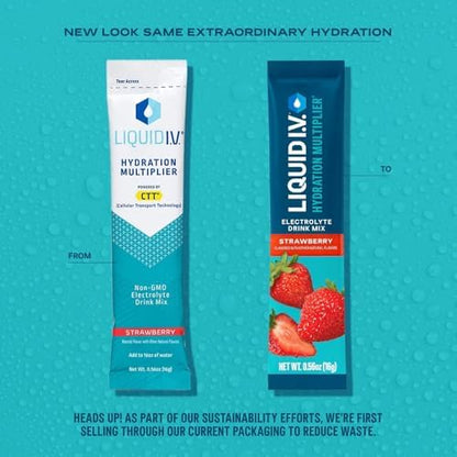 Liquid I.V.® Hydration Multiplier - Strawberry | Electrolyte Powder Drink Mix | 1 Pack (16 Servings) Liquid I.V.Buy Supplements Australia