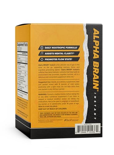 ONNIT Alpha Brain Instant Cognitive Support Drink Mix, Nootropic Supplement for Focus, Memory and Clarity, Peach Flavor, 0.13 oz Packets, 30 Count ONNITBuy Supplements Australia
