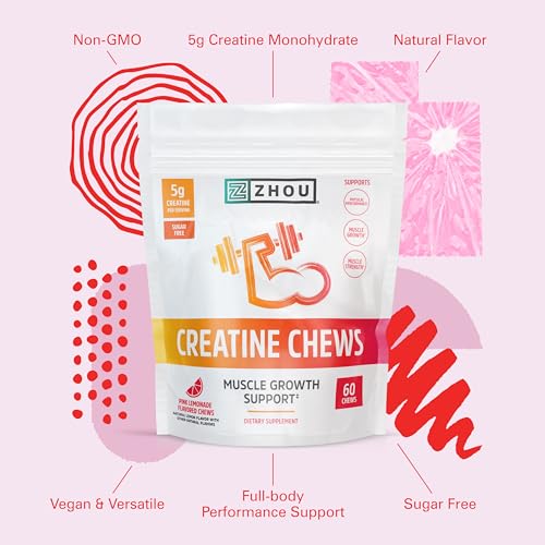 Zhou Nutrition Creatine Monohydrate Chewables 5g for Men & Women, Sugar Free Zhou NutritionBuy Supplements Australia