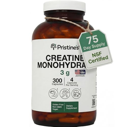 PRISTINE'S Creatine Monohydrate Capsules for Women & Men - NSF Certified 75 Day Supply 3G Muscle Growth Support Supplement - Cognitive & Athletic Performance Support - Enhanced Recovery PRISTINE'SBuy Supplements Australia