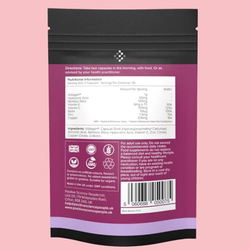 Unique Vegan Collagen Supplement with 18 Amino Acids, Hyaluronic Acid, Bamboo Silica, Biotin, Vitamins Positive Science PeopleBuy Supplements Australia