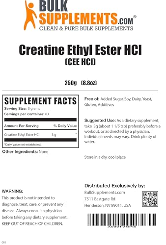 BULKSUPPLEMENTS.COM Creatine Ethyl Ester HCl Powder - Creatine Pre Workout Powder BULKSUPPLEMENTS.COMBuy Supplements Australia
