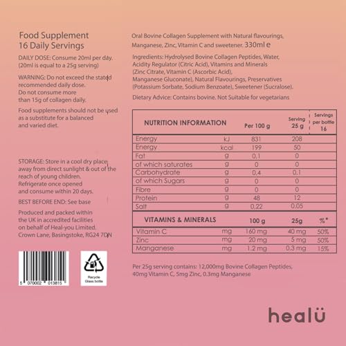 Collagen Supplements for Women, Highest-Dose 12000mg Liquid Collagen Peptides, Bovine Collagen HealuBuy Supplements Australia