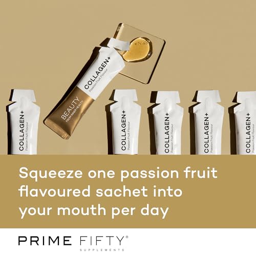 Prime Fifty Liquid Collagen 5,000mg, 14 x 15ml Sachets – Passion Fruit Flavour FutureYou CambridgeBuy Supplements Australia