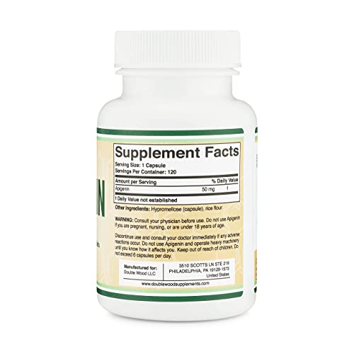 Apigenin Supplement - 50mg per Capsule, 120 Count (Powerful Bioflavonoid Found Double Wood SupplementsBuy Supplements Australia