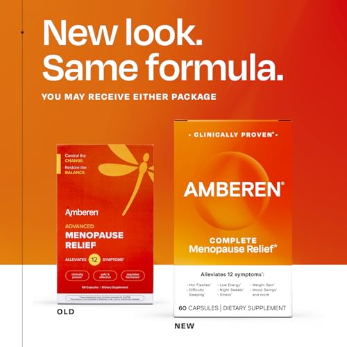 Amberen Menopause Supplement for Women, 60 Capsules, Clinically Proven, Helps Support Hormone Balance, Helps Relieve 12 Menopause Symptoms: Hot Flashes, Night Sweats, Mood Swings and More AmberenBuy Supplements Australia