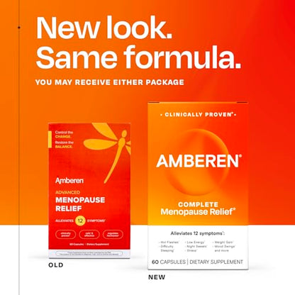 Amberen Menopause Supplement for Women, 60 Capsules, Clinically Proven, Helps Support Hormone Balance, Helps Relieve 12 Menopause Symptoms: Hot Flashes, Night Sweats, Mood Swings and More AmberenBuy Supplements Australia