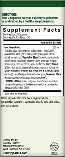 COUNTRY FARMS Super Greens Vegicaps, 32 Super Foods, Whole Food Supplement COUNTRY FARMSBuy Supplements Australia