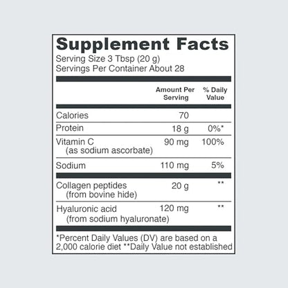 Vital Proteins Collagen Peptides Powder with Hyaluronic Acid and Vitamin C, Unflavored Vital ProteinsBuy Supplements Australia
