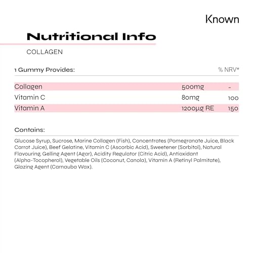 Marine Collagen Gummies by Known Nutrition with Vitamin C | 60 One-a-Day 500mg Hydrolysed Marine Collagen Gummies KnownBuy Supplements Australia