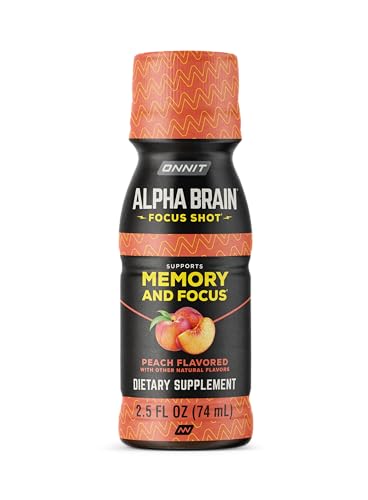 ONNIT Alpha Brain Focus Shot, Peach Flavor, Nootropic Dietary Supplement Drink That Supports Energy, Focus, and Mood, IGEN™ Non-GMO Tested, 2.5 fl oz, 6 Count ONNITBuy Supplements Australia