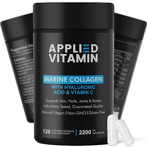 Applied vitamin Marine Collagen Capsules 2000mg-Enhance with Hyaluronic Acid, Zinc, Vitamin C & Biotin 120 Applied VitaminBuy Supplements Australia