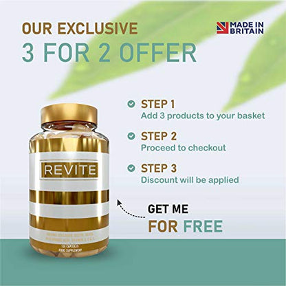 Marine Collagen Capsules 2000mg, Hyaluronic Acid, Silica, Biotin, Vitamin A, E & C Hair ReviteBuy Supplements Australia