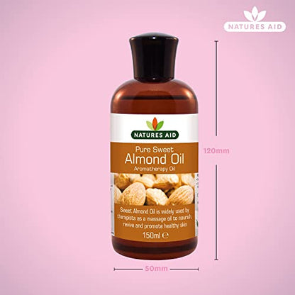 Natures Aid Almond Oil, Pure, Sweet Almond Oil, Massage Oil, Suited to Dry, Sensitive Skin natures aidBuy Supplements Australia