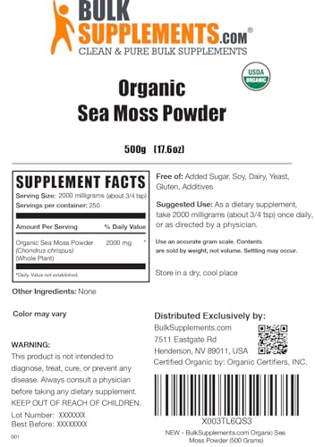 BULKSUPPLEMENTS.COM Organic Irish Sea Moss Powder - Sea Moss Supplement, Irish BULKSUPPLEMENTS.COMBuy Supplements Australia