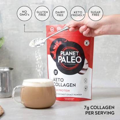 Planet Paleo Keto Collagen Powder (220g, 22 Servings) - Grass-Fed, High Protein Planet PaleoBuy Supplements Australia