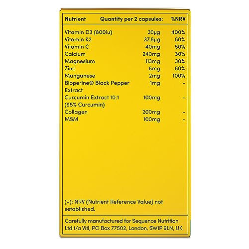 Vitl Bone & Joint Supplement - 60 Capsules - with Calcium, Manganese, Hydrolysed Type II Collagen & Turmeric - Maintenance for Joints, Bones VITLBuy Supplements Australia