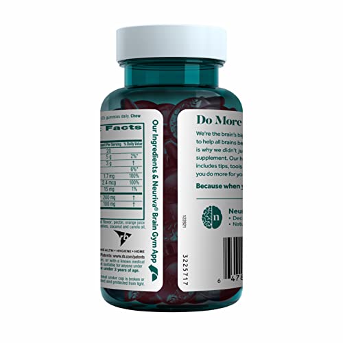 NEURIVA Plus Decaffeinated Nootropic Brain Supplement for Memory, Focus & Concentration & Cognitive Function, Clinically Tested NeuroFactor, Phosphatidylserine, Vitamins B6 B12,50ct Strawberry Gummies NEURIVABuy Supplements Australia