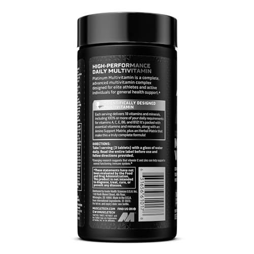 MuscleTech Platinum Multivitamin for Immune Support 18 Vitamins & Minerals Vitamins A MuscleTechBuy Supplements Australia