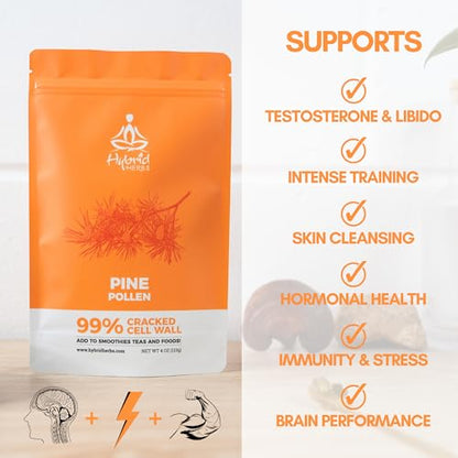 HYBRID HERBS - PINE POLLEN | 99% Cracked Cell Wall Powder | Highly Bioavailable Hybrid HerbsBuy Supplements Australia