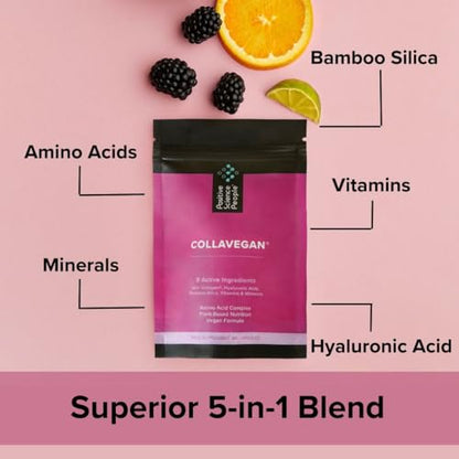 Unique Vegan Collagen Supplement with 18 Amino Acids, Hyaluronic Acid, Bamboo Silica, Biotin, Vitamins Positive Science PeopleBuy Supplements Australia