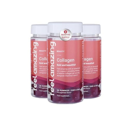 Collagen Gummies with Vitamins A and C, 500mg of Marine Collagen Per Serving, Advanced Skin Support, Feel AmazingBuy Supplements Australia