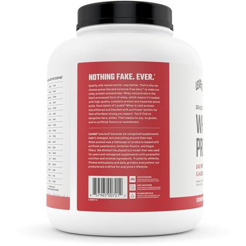 Levels Grass Fed 100% Whey Protein, No Hormones, Strawberry, 5LB Levels NutritionBuy Supplements Australia