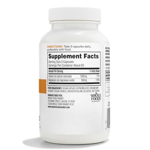 365 by Whole Foods Market, Cal-Mag 2:1 Ratio, Easy-to-Swallow Vegan Capsules, 250 Count 365 by Whole Foods MarketBuy Supplements Australia
