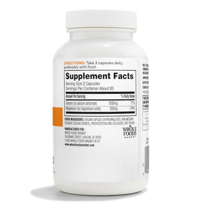 365 by Whole Foods Market, Cal-Mag 2:1 Ratio, Easy-to-Swallow Vegan Capsules, 250 Count 365 by Whole Foods MarketBuy Supplements Australia