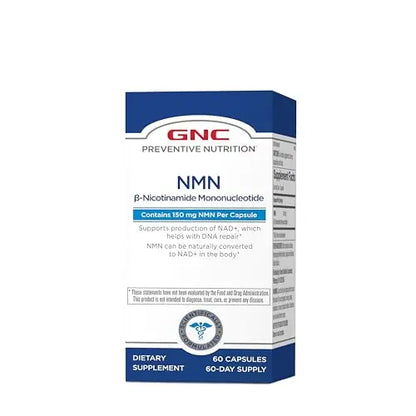 GNC Preventive Nutrition NMN, 150 mg, NAD+ Booster Supplement for Cellular Energy & DNA Repair, Anti-Aging Support, 60 Capsules, Gluten Free, 60 svg GNCBuy Supplements Australia
