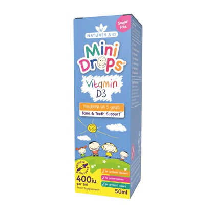 Natures Aid Vitamin D3 Mini Drops for Infants and Children, Sugar Free, 50ml natures aidBuy Supplements Australia