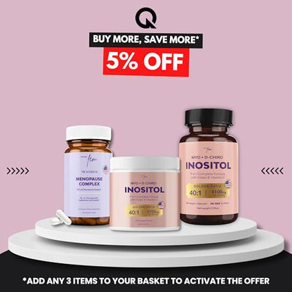 Inositol FEM Menositol 19-in-1 60Caps, Perimenopause & Menopause Supplements for Women Weight Loss with Myo-Inositol, D-chiro and Isoflavones, Control Metabolic Health, 100% Natural, Hormone, SoyFree QSTABuy Supplements Australia