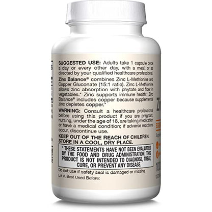 Jarrow Formulas Zinc Balance 15 mg - 100 Servings (Veggie Caps) - Zinc with Copper - Essential Minerals for Immune System Support - Immune Support Supplement - Gluten Free Copper Supplement, Vegan Jarrow FormulasBuy Supplements Australia