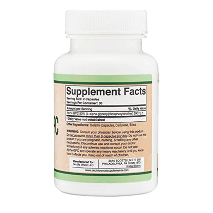 Alpha GPC Choline 600mg Capsules - Brain Support Supplement for Focus, Memory Double Wood SupplementsBuy Supplements Australia