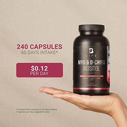 Myo-Inositol & D-Chiro Inositol by B Life - 240 Capsules | Made in USA | 40:1 Ratio B Life CompanyBuy Supplements Australia