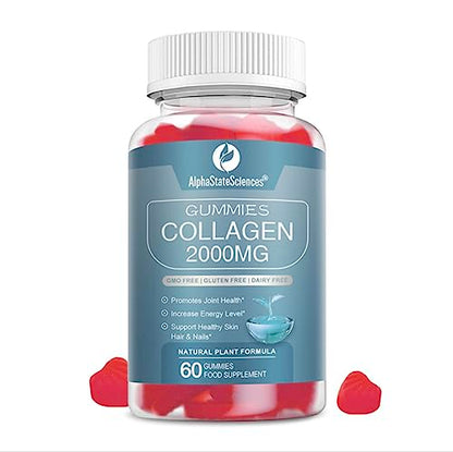 **New**Advanced Collagen Gummies 2000mg - Promote Skin Elasticity, Hair Growth, and Joint Health - Delicious Berry AlphaStateSciencesBuy Supplements Australia