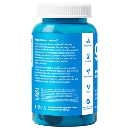 Goli Ashwagandha & Vitamin D Gummy - 60 Count - Mixed Berry, KSM-66, Vegan, Plant Based, Non-GMO, Gluten-Free & Gelatin Free Relax. Restore. Unwind, Pack of 1 GoliBuy Supplements Australia