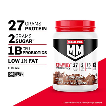 Muscle Milk 100% Whey With Probiotics Protein Powder, Vanilla, 1.85 Pound, 23 Servings Muscle MilkBuy Supplements Australia