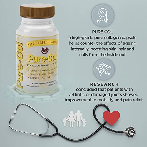 Pure-COL Collagen 90 Capsules 400mg Bio-Active Matrix High Strength Collagen Tablets The Perfect RangeBuy Supplements Australia