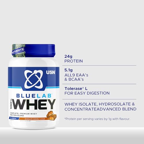 USN Blue Lab Whey Protein Powder: Chocolate Caramel - Whey Protein 2kg - Post-Workout USNBuy Supplements Australia