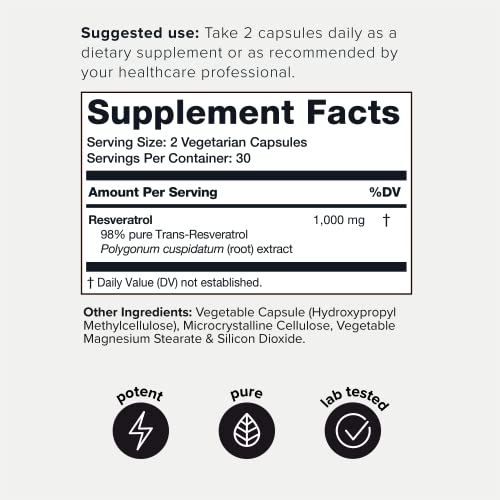 Ultra High Potency Third-Party Tested Trans Resveratrol 1000mg - 98% Pure ToniiqBuy Supplements Australia