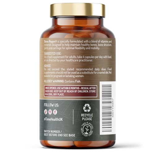 Bone Regen® – Osteo Support – Bone Strength, Density & Fracture Repair – with Calcium, Magnesium, Vitamin D3, K2, Zinc & Collagen Time HealthBuy Supplements Australia