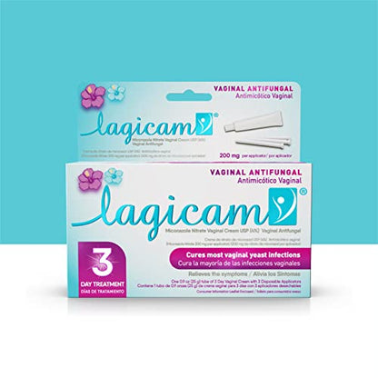 Lagicam Vaginal Yeast Infection, Antifungal 3 Day Miconazole Nitrate Treatment Cream, Relief for Itching
