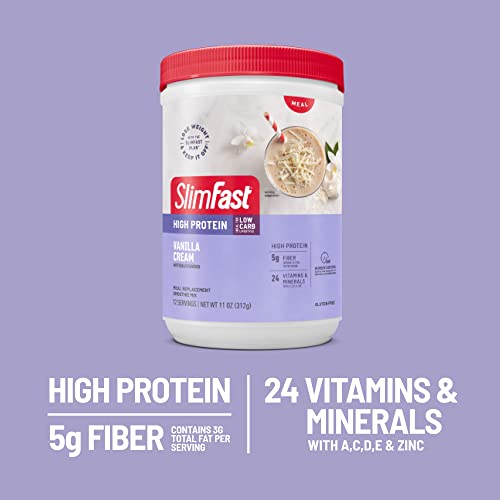 SlimFast Meal Replacement Smoothie Mix, 24 Servings, High Protein, Vanilla Cream, 20g SlimFastBuy Supplements Australia
