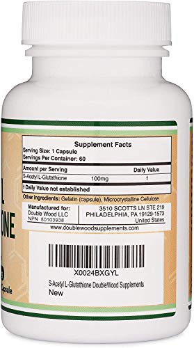 S-Acetyl L-Glutathione Capsules - 100mg, Manufactured and Tested in The USA, 60 Count Double Wood SupplementsBuy Supplements Australia