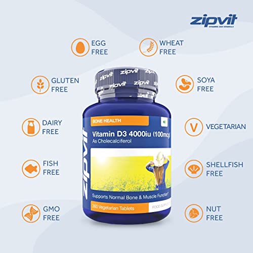 Vitamin D 4000iu 360 Micro Tablets. Vegetarian Society Approved. 12 Months Supply ZipvitBuy Supplements Australia